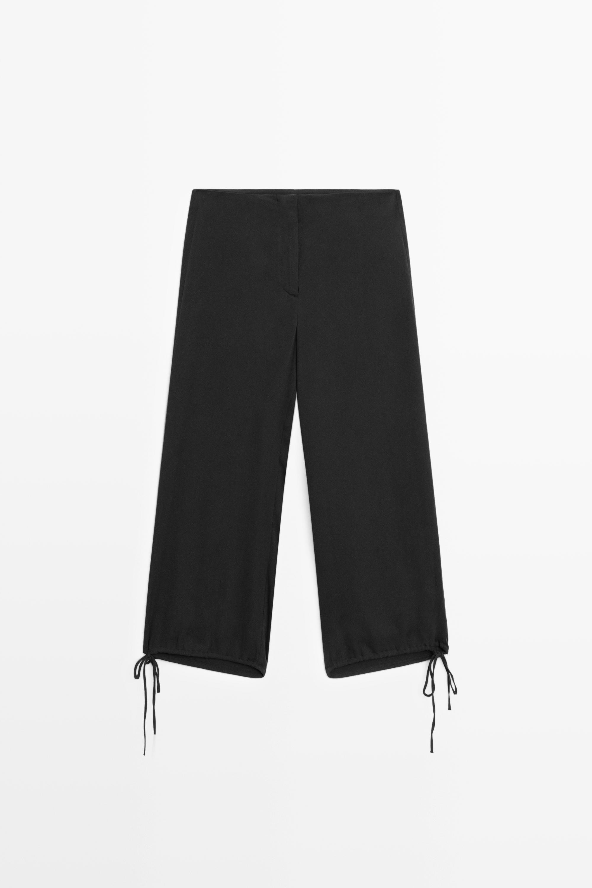 Silk blend tie-hem capri pants